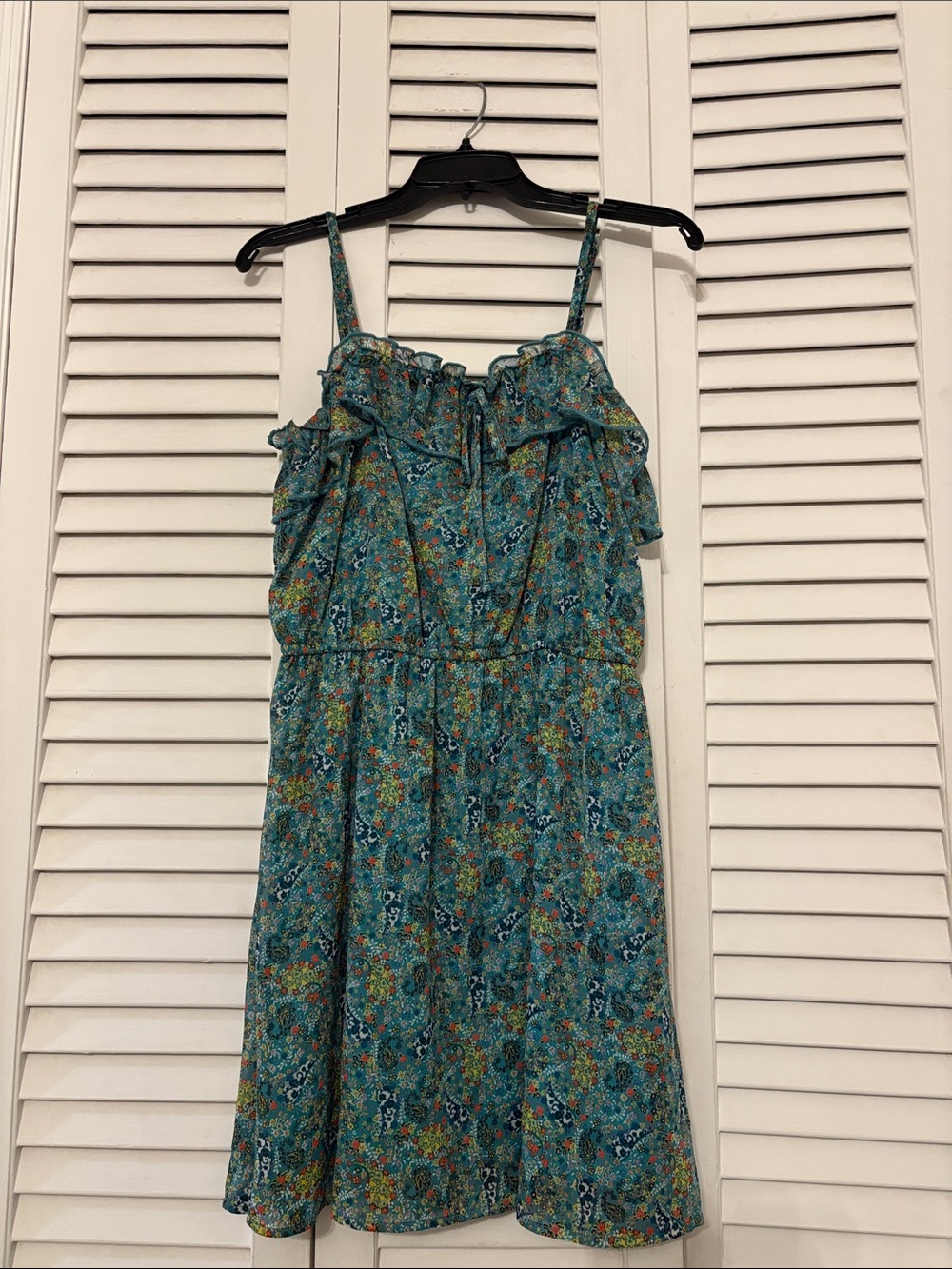 Mossimo Supply Co. Teal Floral Ruffle Mini Dress
